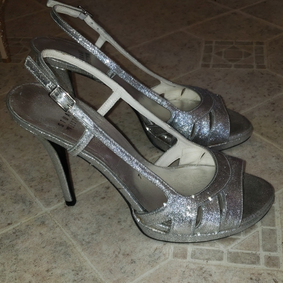 Stuart weitzman silver sparkly platform stilettos - Picture 1 of 6